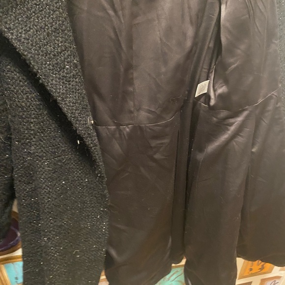 Alice + Olivia Black & Sparkle Waist Tie Coat Size M - Picture 11 of 16